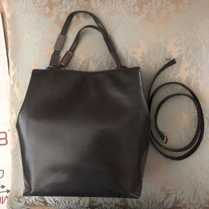 Salvatore Ferragamo black Leather Bucket Purse